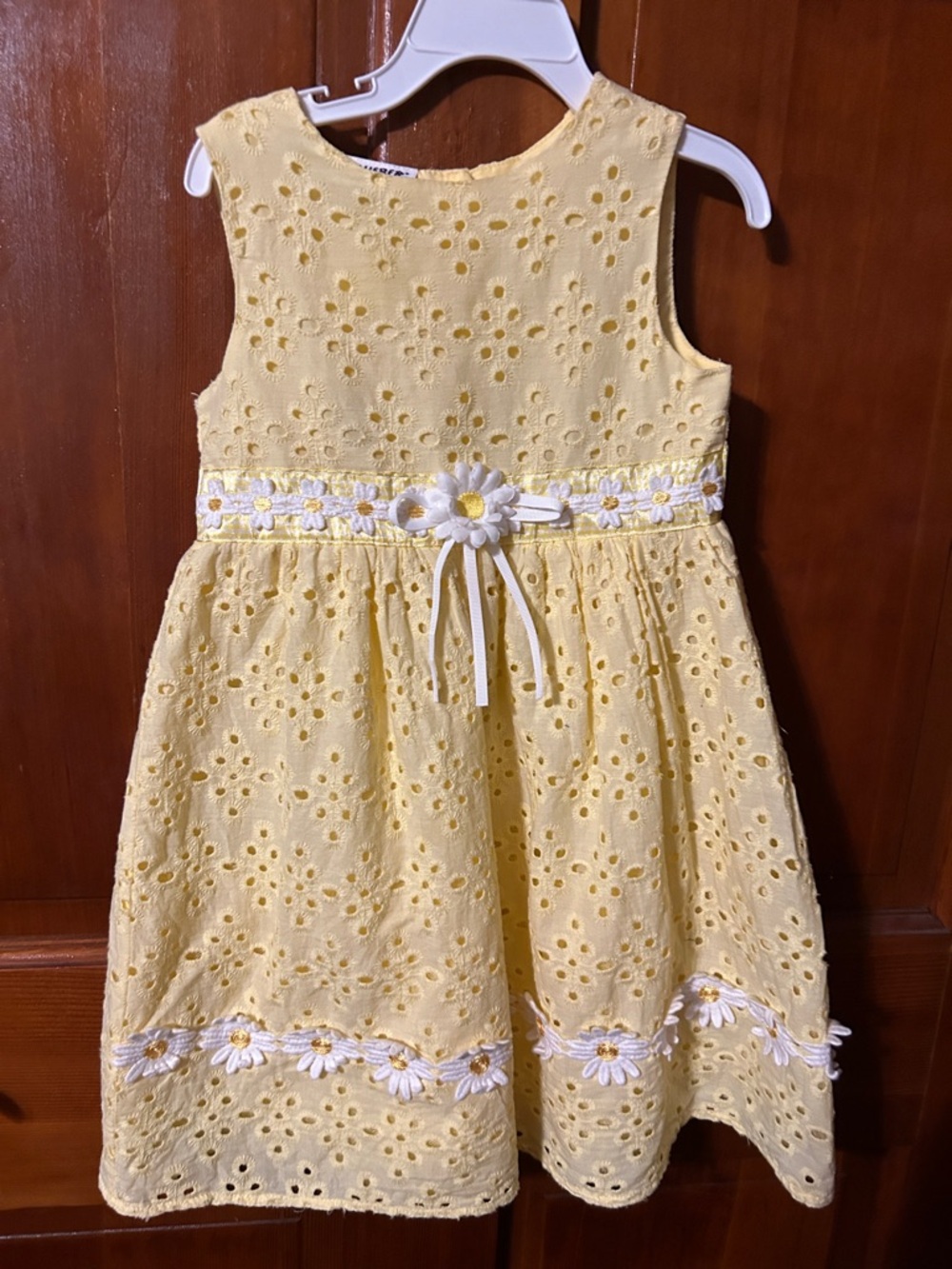 Blueberi Boulevard Yellow Eyelet Daisy Trim Dress